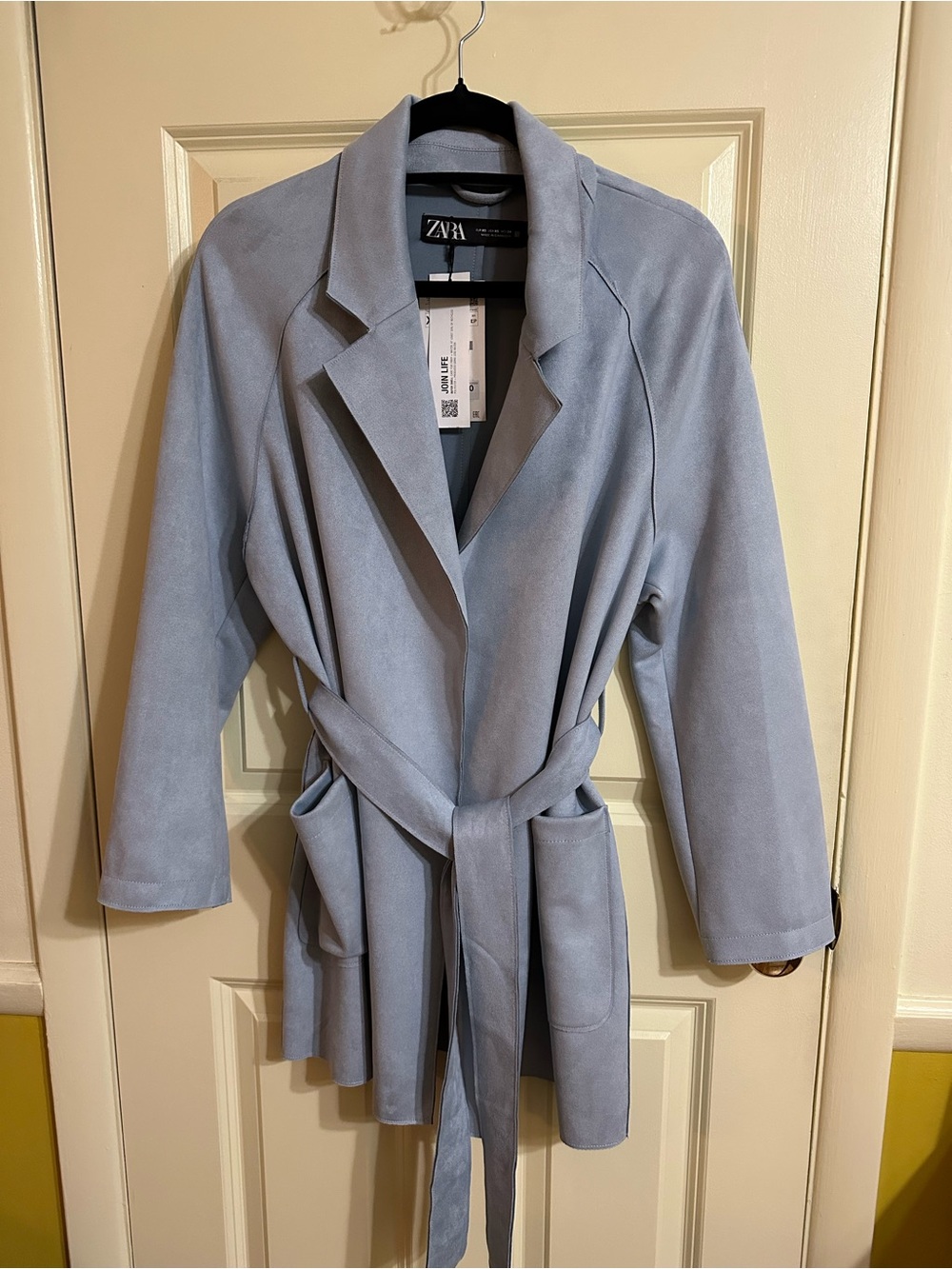 Zara Dusty Blue Belted Trench Coat